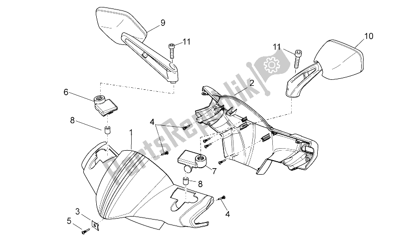 Todas las partes para Cuerpo Frontal Ii de Derbi Variant Sport 125 4T E3 2012