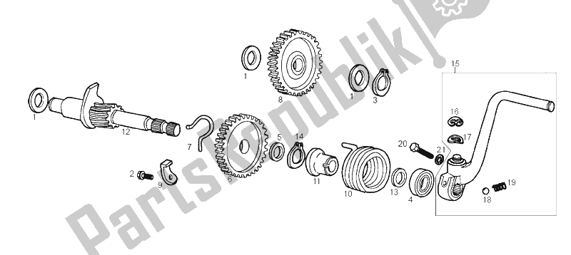 All parts for the Starter Assembly of the Derbi Senda 50 SM X Trem E2 4 VER 2007