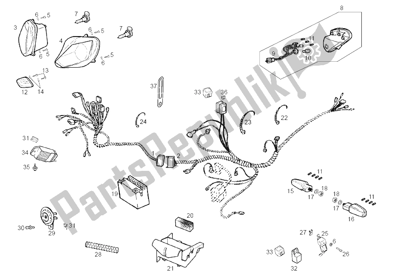 Todas as partes de Sistema Elétrico do Derbi GPR 50 Replica Pesek E2 2007
