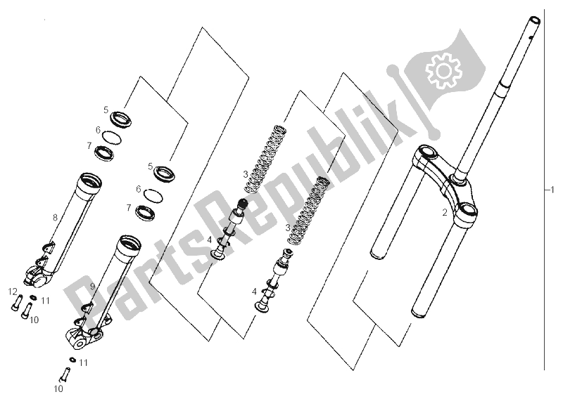 Todas las partes para Tenedor Frontal de Derbi GP1 50 CC E1 2003