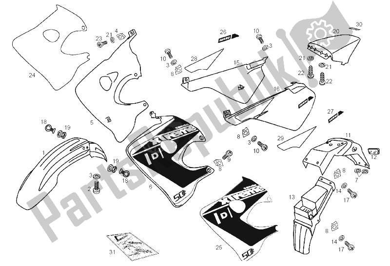 All parts for the Frame of the Derbi Senda 50 R X Trem E2 2004