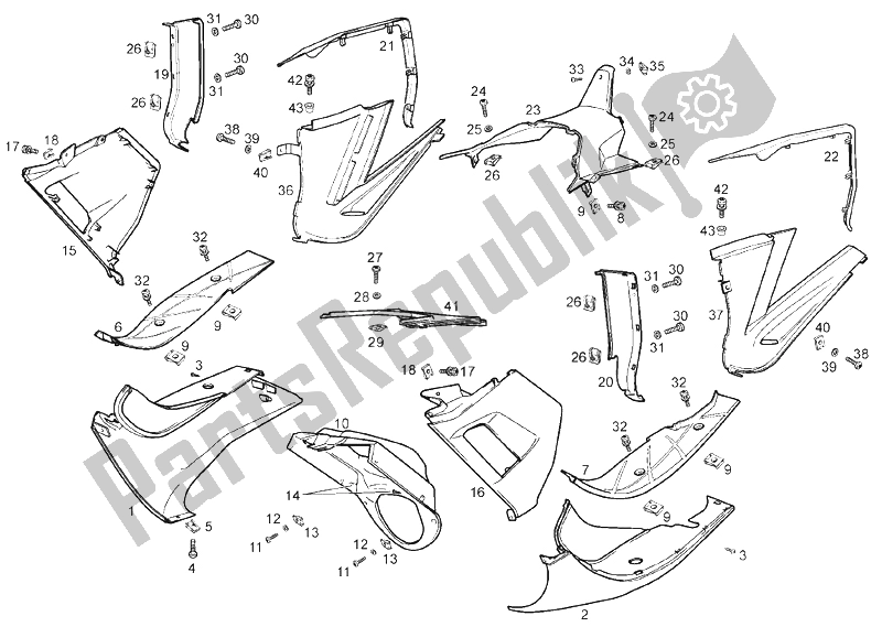 All parts for the Frame (4) of the Derbi GP1 50 CC Open E2 2 VER 2006