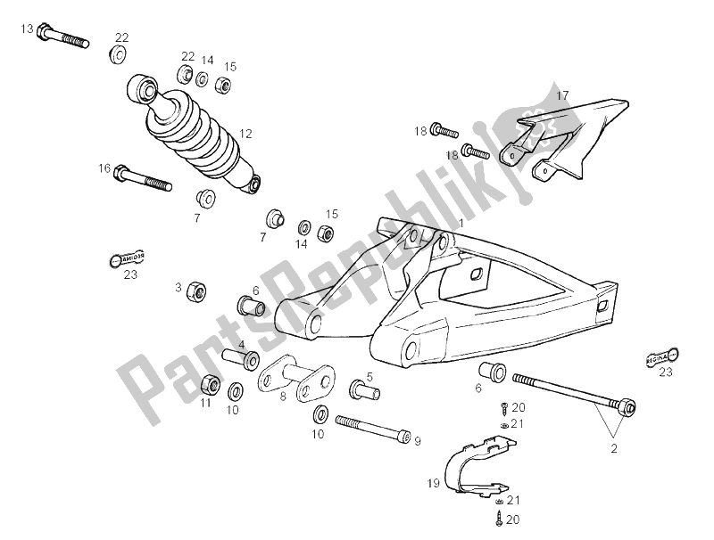 Todas las partes para Brazo Oscilante - Amortiguador de Derbi GPR 50 Replica E2 2A Edicion 2005