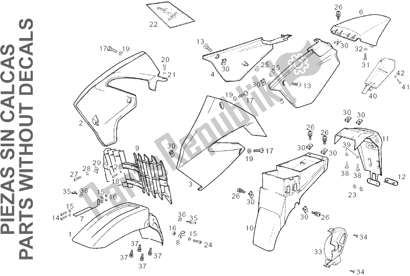 Toutes les pièces pour le Corps du Derbi Senda 125 SM 4T Baja E3 2007