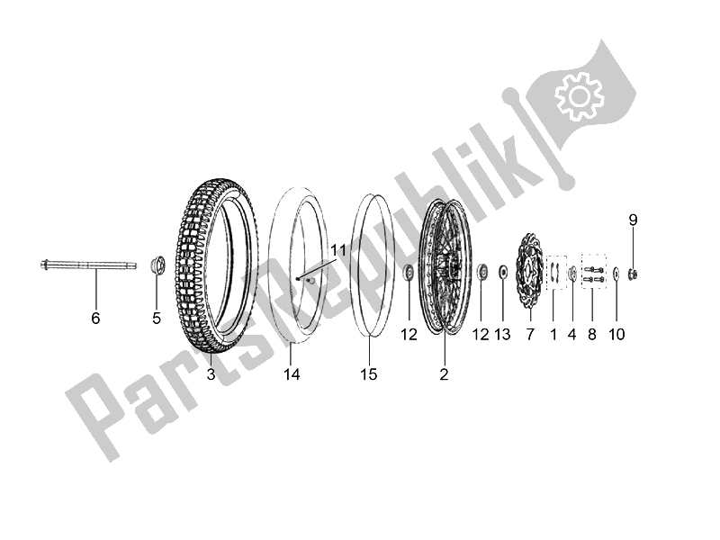 Alle onderdelen voor de Voorwiel Met Spaken van de Derbi ETX 150 2014