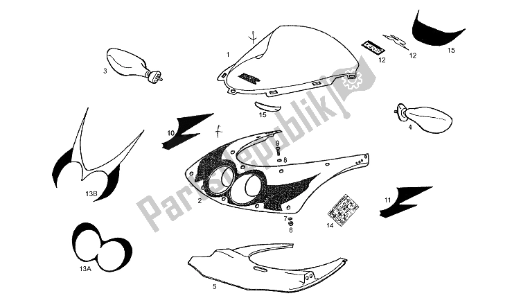 All parts for the Frame of the Derbi GPR 50 R Export 1997