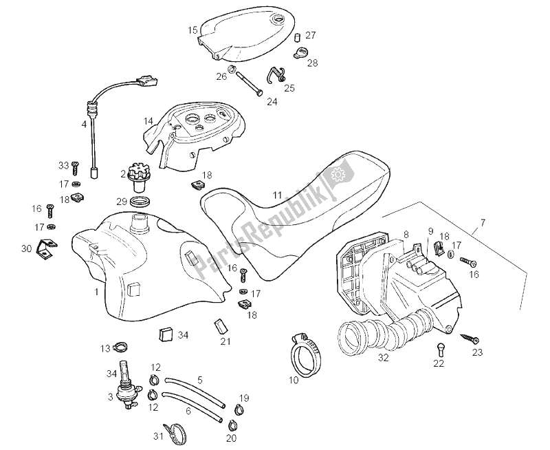 Todas las partes para Tanque de Derbi Senda 50 SM Racer E1 2003