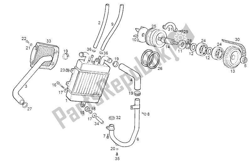 Toutes les pièces pour le Système De Refroidissement du Derbi Atlantis LC 50 1999