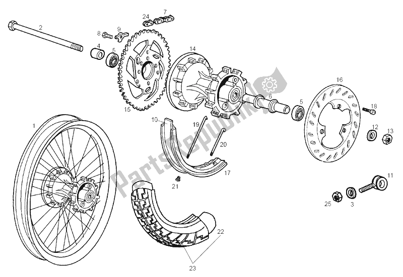 Toutes les pièces pour le Roue Arrière du Derbi Senda 50 SM X Trem E2 3 Edicion 2006