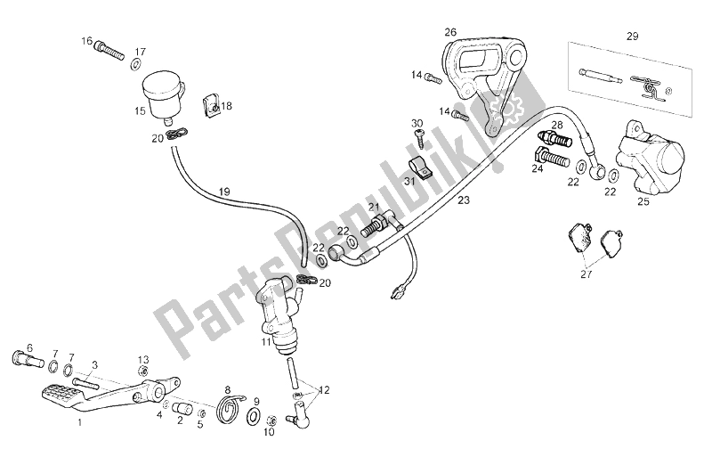 All parts for the Rear Brake of the Derbi Mulhacen 659 E2 E3 2006