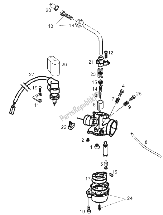 Tutte le parti per il Carburatore - Componenti del Derbi GP1 50 CC Open E2 2 VER 2006