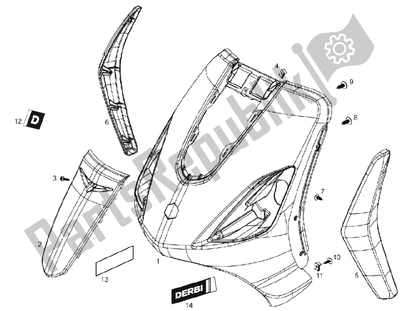 All parts for the Frame of the Derbi Boulevard 125 CC 4T E3 2008