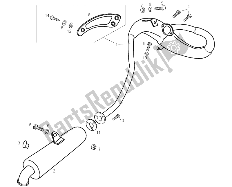 All parts for the Exhaust Unit of the Derbi Senda 50 R X Trem E2 3 Edicion 2006