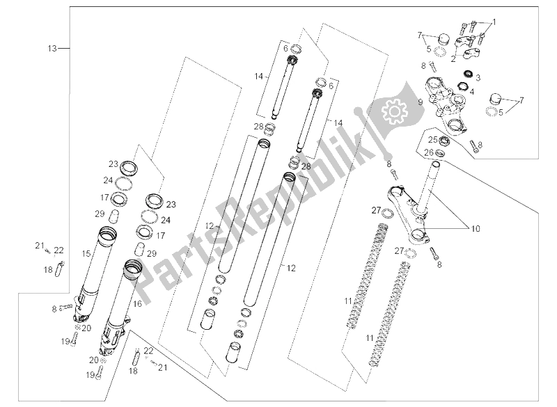 Toutes les pièces pour le Fourche Avant Paioli 37 du Derbi Senda 50 SM X Race E2 4 Edicion 2006