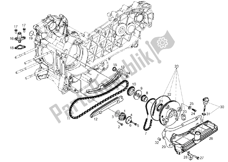 All parts for the Oil Pump of the Derbi Boulevard 125 CC 4T E3 2008