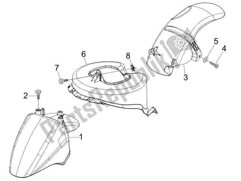 Todas las partes para Carcasa De La Rueda - Guardabarros de Derbi Boulevard 100 CC 4T 2010