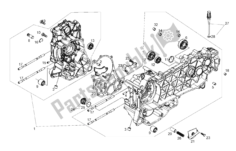 All parts for the Carters (2) of the Derbi Boulevard 125 CC 4T E3 2008