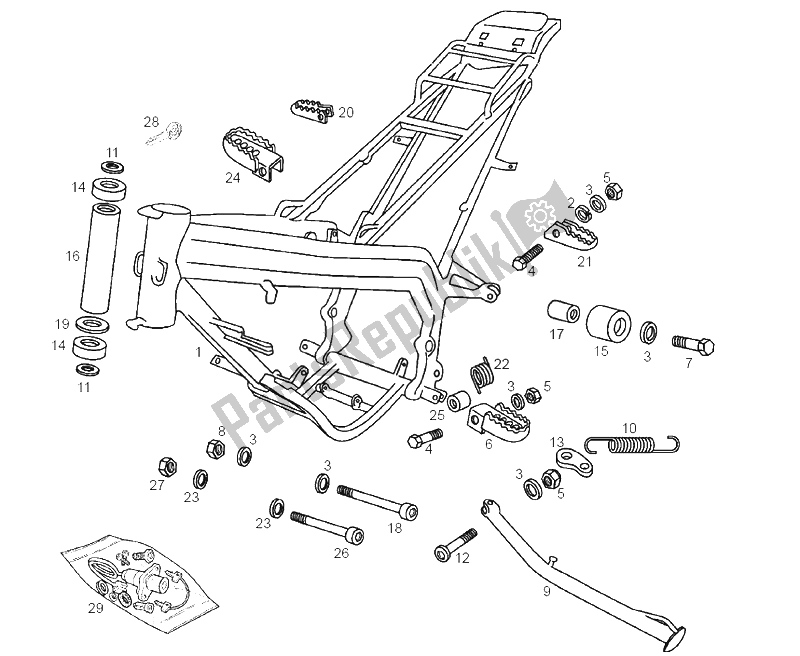 Todas las partes para Soporte Central de Derbi Senda 50 R X Trem E2 2004