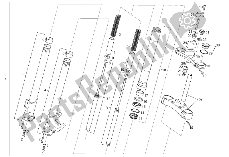 Toutes les pièces pour le Fourche Avant du Derbi Mulhacen 659 E3 2008