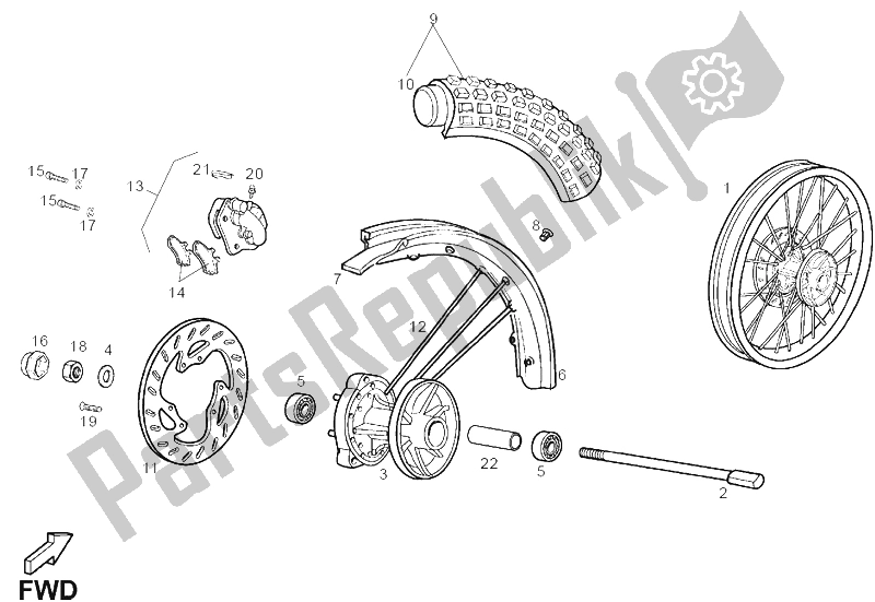 Toutes les pièces pour le Roue Avant du Derbi Senda 125 R 4T Baja E3 2007