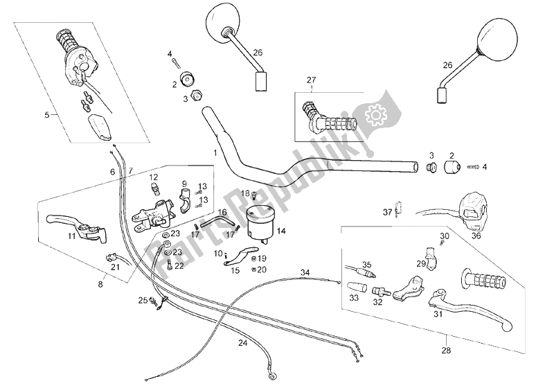 All parts for the Handlebar of the Derbi Mulhacen 659 E3 2008