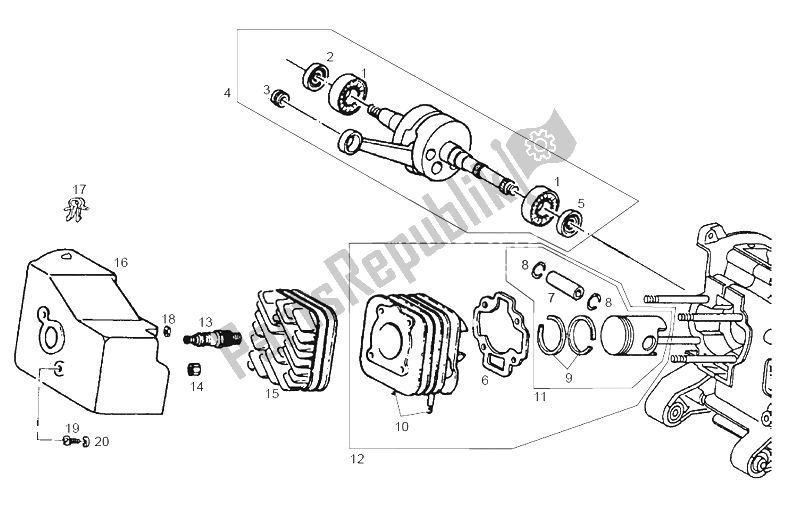 Toutes les pièces pour le Arbre D'entraînement - Cylindre - Piston du Derbi Atlantis City 1A Edicion 50 2003