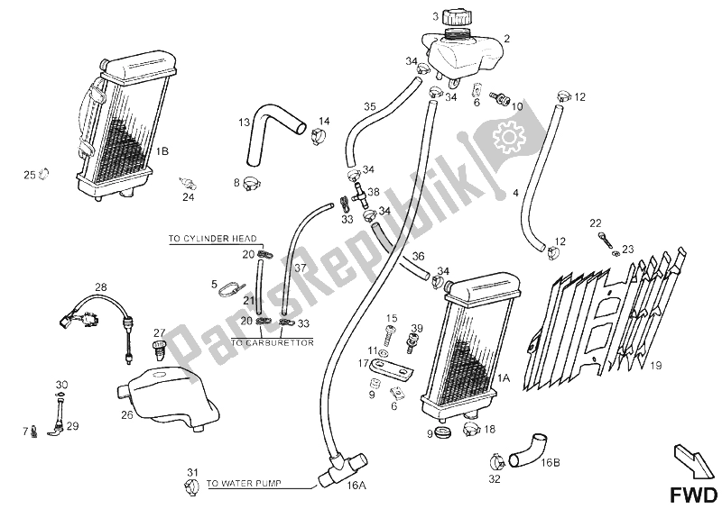 All parts for the Cooling System (2) of the Derbi Senda 50 SM X Race E2 3 Edicion 2007