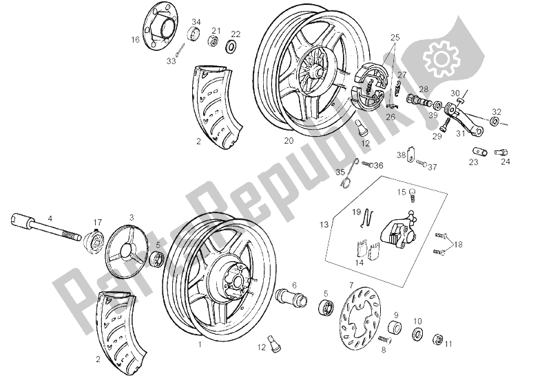 All parts for the Wheels of the Derbi Atlantis O2 25 KMH 50 2002