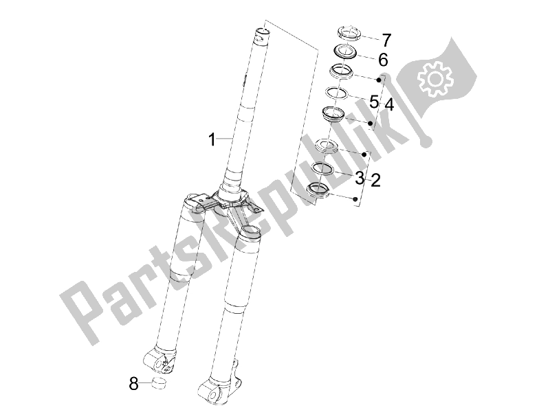 Toutes les pièces pour le Fourche / Tube De Direction - Palier De Direction du Derbi Sonar 125 4T 2009