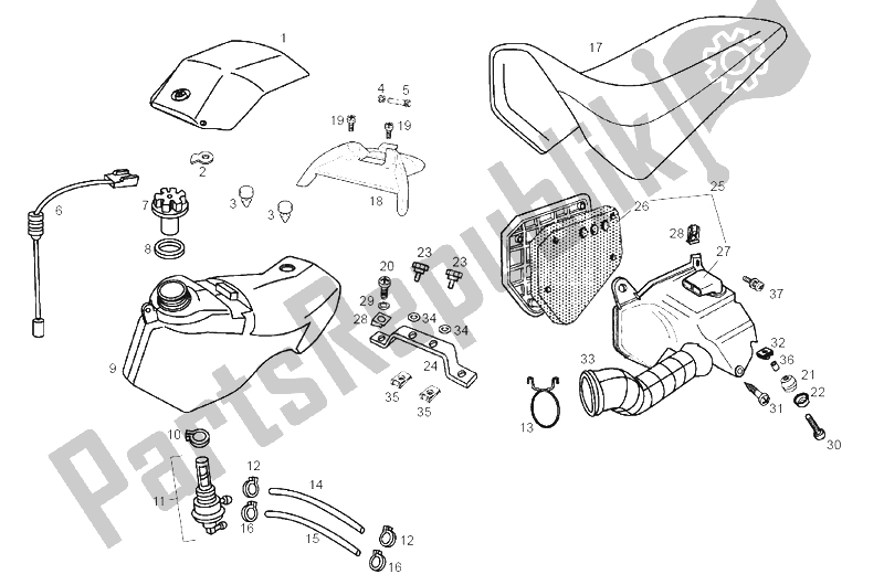 Todas as partes de Tanque do Derbi Senda 50 SM DRD Racing E2 2 VER 2005