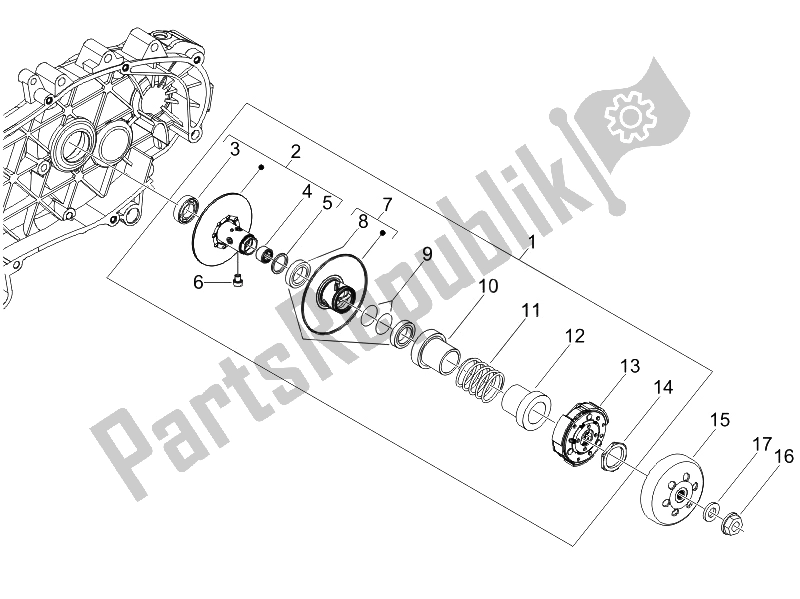 All parts for the Driven Pulley of the Derbi Boulevard 150 4T E3 2010