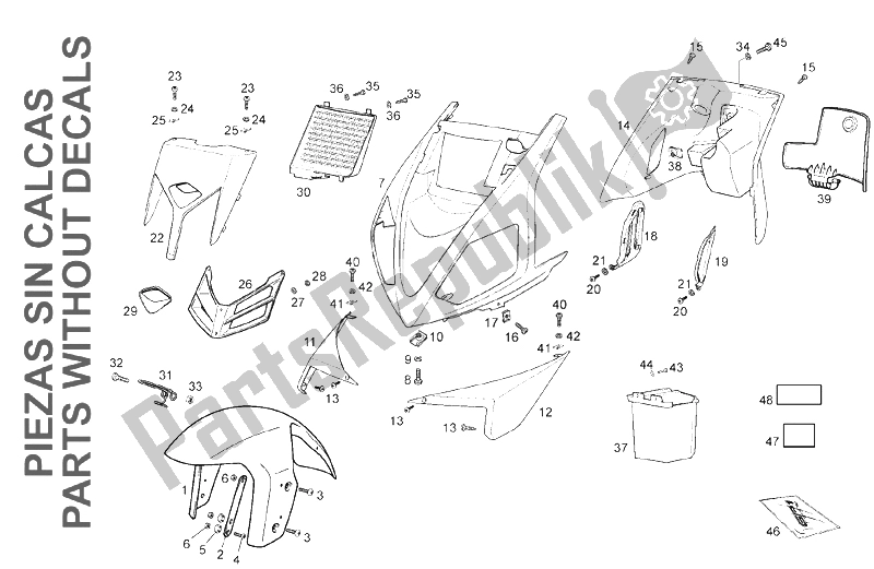 All parts for the Body of the Derbi GP1 LOW Seat 250 CC E3 2 VER 2007