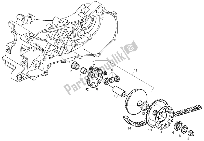 Toutes les pièces pour le Ensemble Variateur (2) du Derbi GP1 50 CC Race E2 2 VER 2005