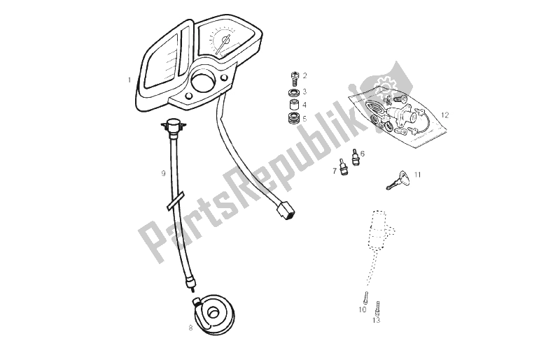 All parts for the Instrument Panel of the Derbi Senda 50 R X Race 2T E2 2010