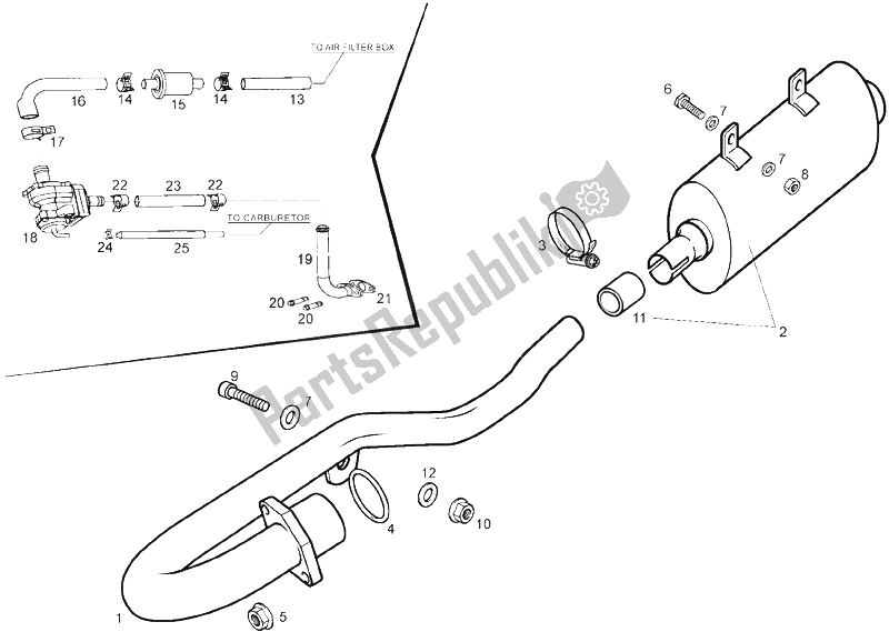 All parts for the Exhaust Pipe (2) of the Derbi Senda 125 SM 4T Baja E3 2007