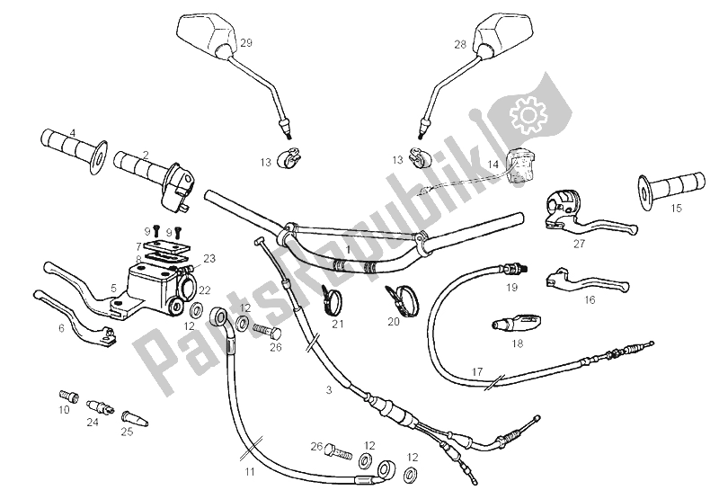 All parts for the Handlebar - Controls of the Derbi Senda 50 R DRD Racing E2 3A Edicion 2004