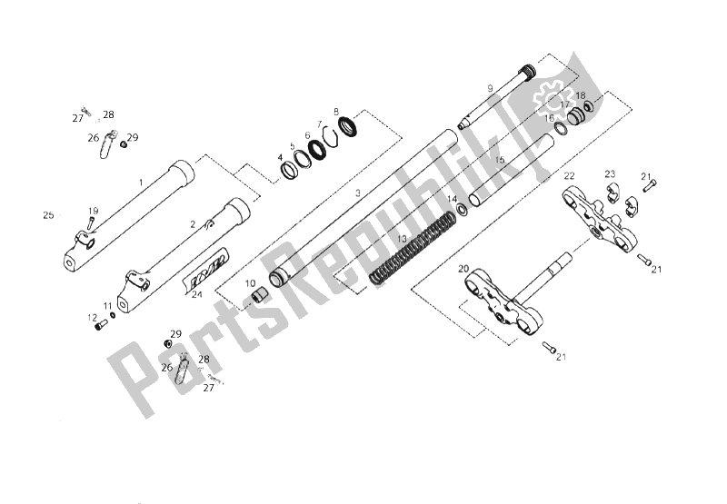 All parts for the Front Fork of the Derbi Senda 50 SM DRD 2T E2 LTD Edition 2012