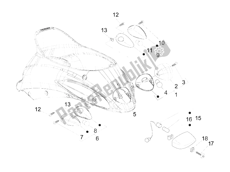 All parts for the Rear Headlamps - Turn Signal Lamps of the Derbi Sonar 150 4T 2009