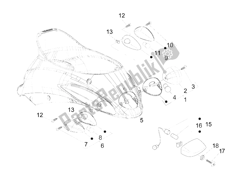 Tutte le parti per il Fanali Posteriori - Indicatori Di Direzione del Derbi Sonar 150 4T 2009