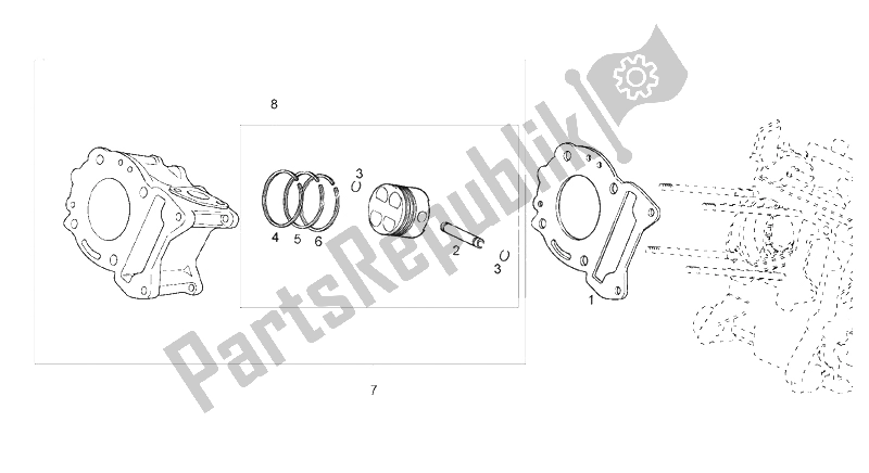All parts for the Piston of the Derbi Rambla 125 CC 250 E3 2007