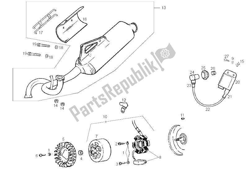 Todas as partes de Cdi Magneto Assy do Derbi Atlantis 50 CC 2T E2 2007