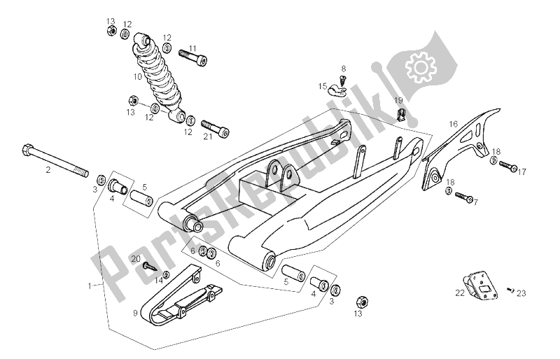 Todas las partes para Brazo Oscilante - Amortiguador de Derbi Senda 50 R X Race E2 4 Edicion 2006