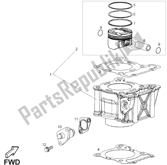 Toutes les pièces pour le Cylindre - Piston du Derbi Senda 125 R SM DRD Racing 4T E3 2 VER 2009