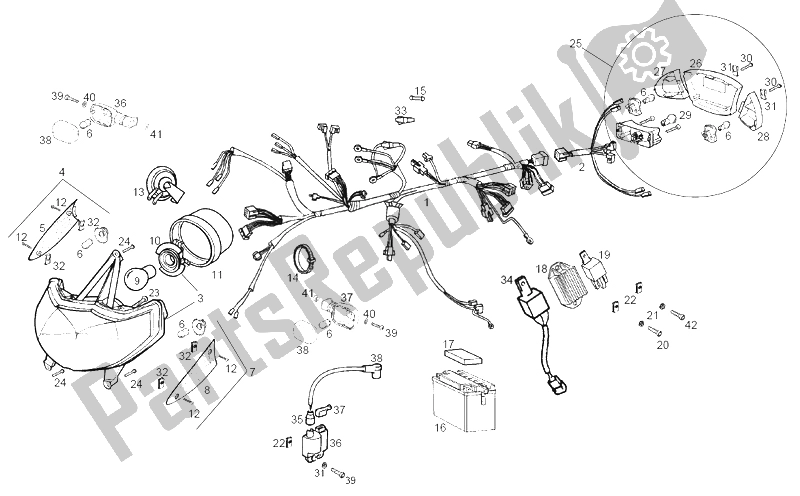 All parts for the Electrical System of the Derbi GP Series 02 Export 50 2001