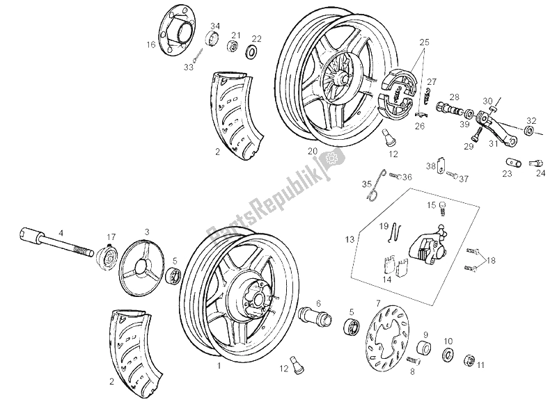 Tutte le parti per il Ruote del Derbi Atlantis TWO Chic E2 3A ED 50 2005
