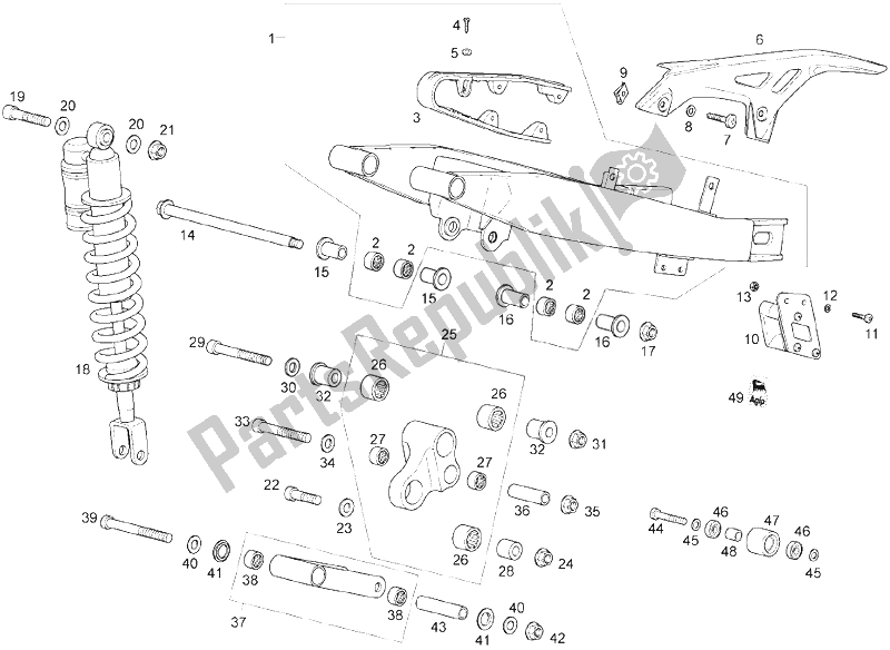 Toutes les pièces pour le Bras Oscillant - Amortisseur du Derbi Senda 125 SM DRD Motard 2013