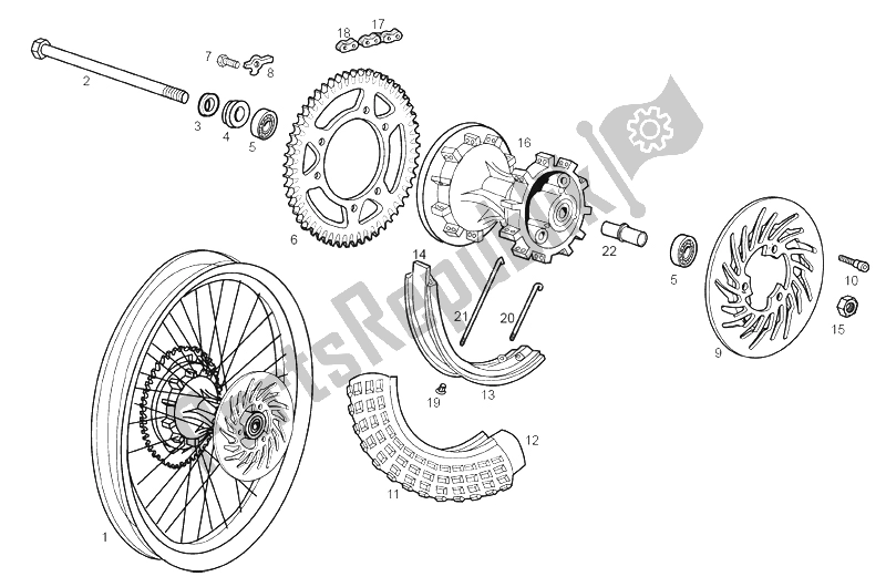 Todas las partes para Rueda Trasera de Derbi Senda 50 R Black Devil 2A Edicion 2003