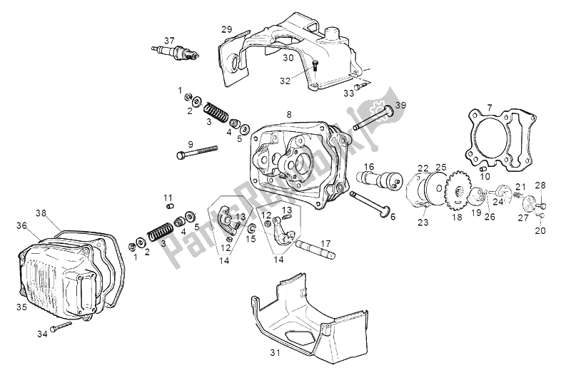 All parts for the Cylinder Head Cover of the Derbi Boulevard 2A Edicion 50 2002