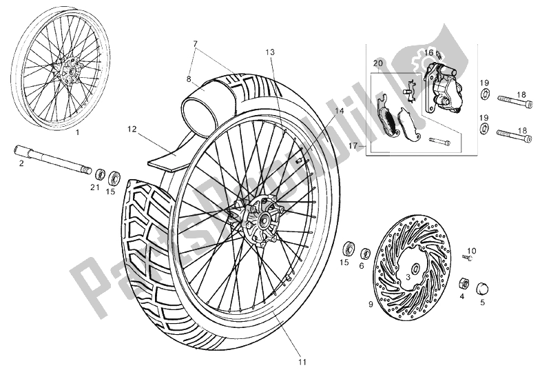 Toutes les pièces pour le Roue Avant du Derbi Terra Adventure E3 125 2008