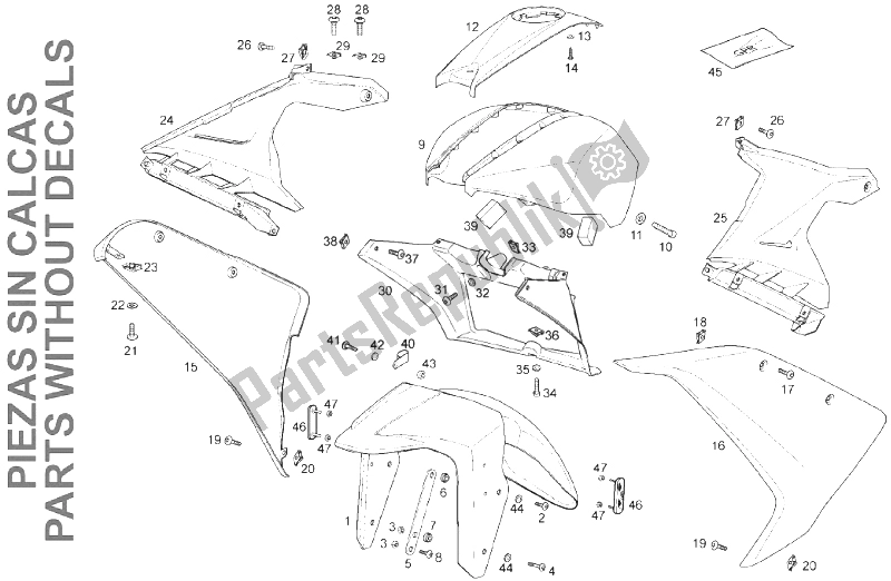 Toutes les pièces pour le Corps (2) du Derbi GPR 50 2T E2 2009